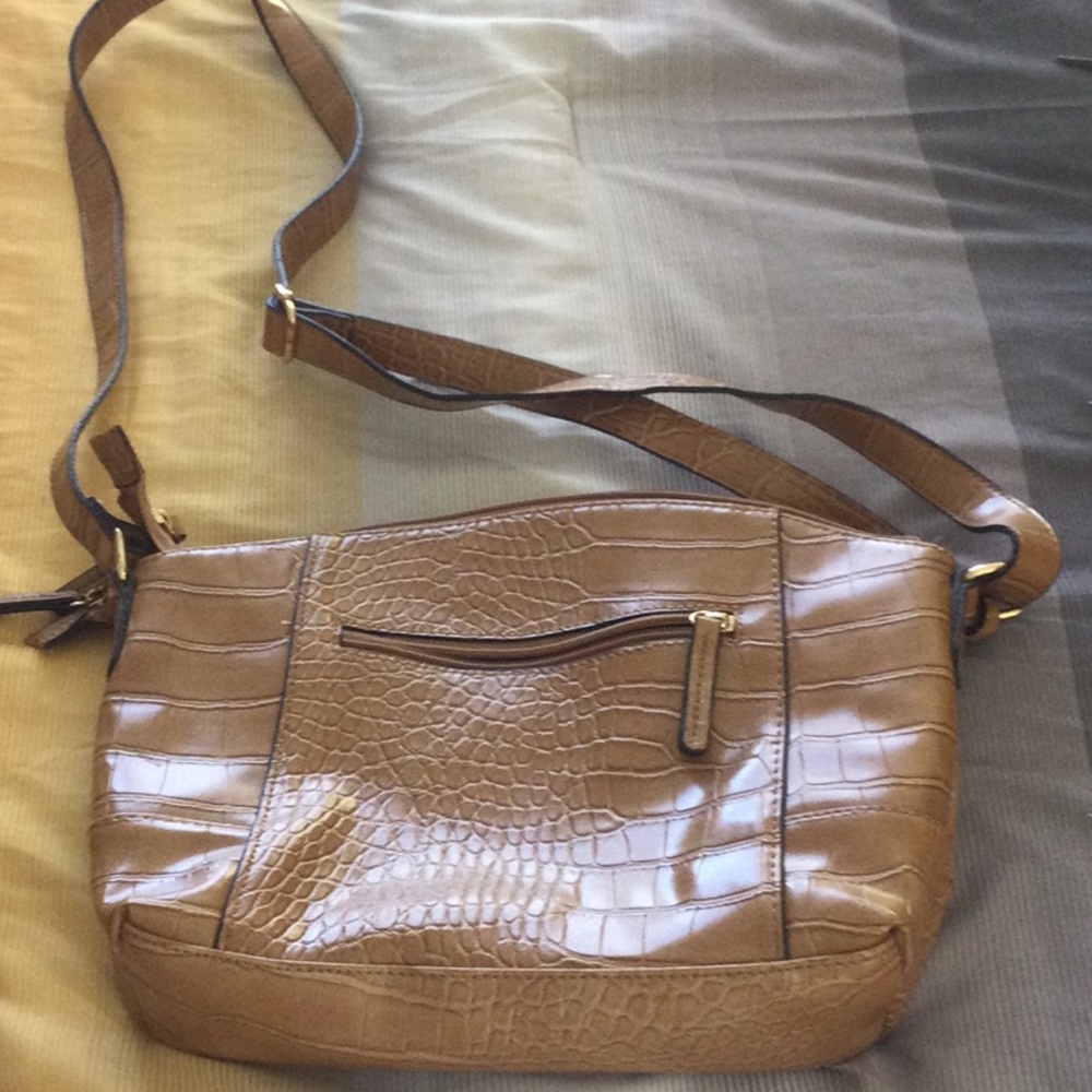Crossbody bag tan patterned